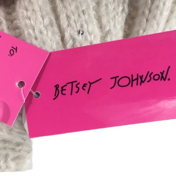 Betsey Johnson Infinity Scarf & Jeweled Beanie, Cream - Picture 4 of 5